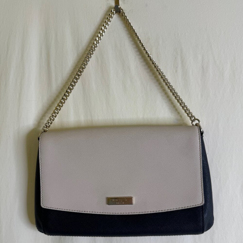 Kate Spade Laurel Way Greer Saffiano Leather Satchel, Clutch Black & Beige